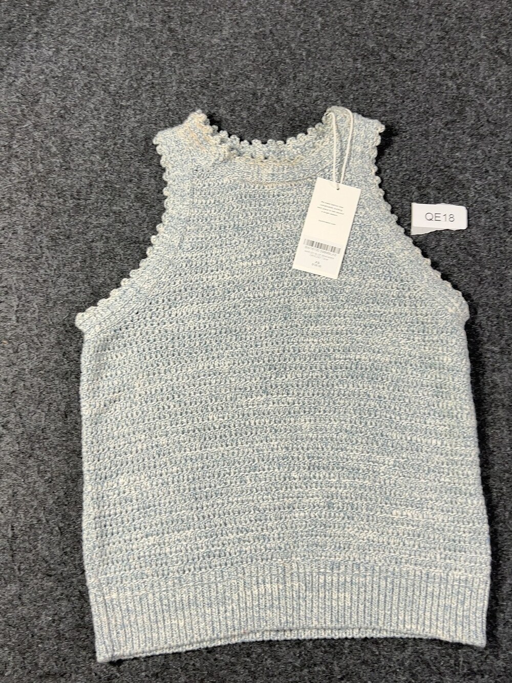 Buck Mason Womens Seafarer Crochet Tank Top Marled Blue Sz XS NWI Msrp128 [QE18]